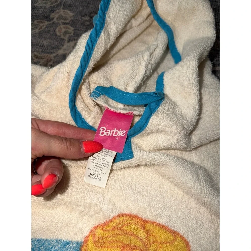 Vintage 90's Barbie Wearable Beach Towel Poncho Coverup Terry Cloth